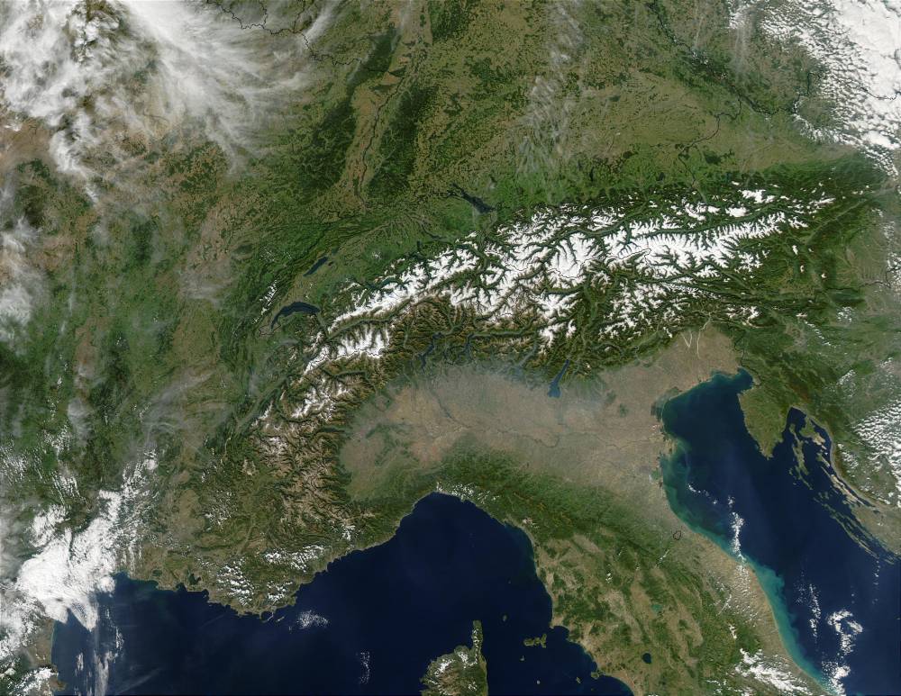 Satellitenaufnahme der Alpen Jacques Descloitres